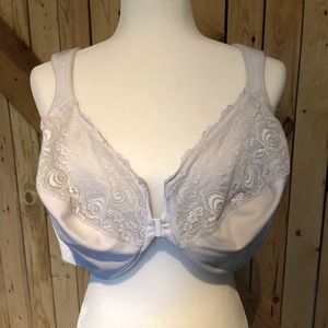 Front-closure white bra